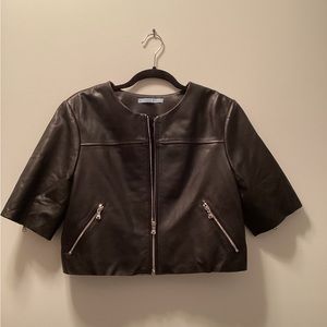 Genuine Leather Cropped Leather Jacket